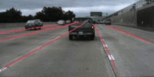 Animated lane detection results on driving video